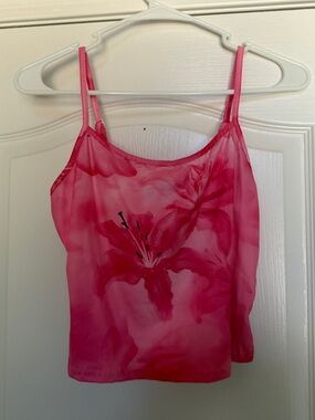Pink Floral Sheer Camisole Top - Women's Tank